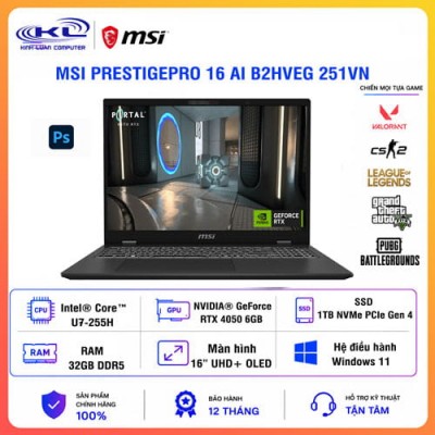 Laptop MSI PrestigePro 16 AI B2HVEG-251VN