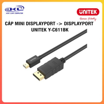 Cáp Mini DisplayPort -> DisplayPort 1.2 UNITEK Y-C611BK Cáp Mini DisplayPort -> DisplayPort 1.2 UNITEK Y-C611BK