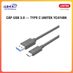 Cáp  USB 3.0 -> Type-C dài đến 3m UNITEK Y-C474BK