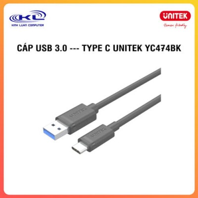 Cáp  USB 3.0 -> Type-C dài đến 3m UNITEK Y-C474BK
