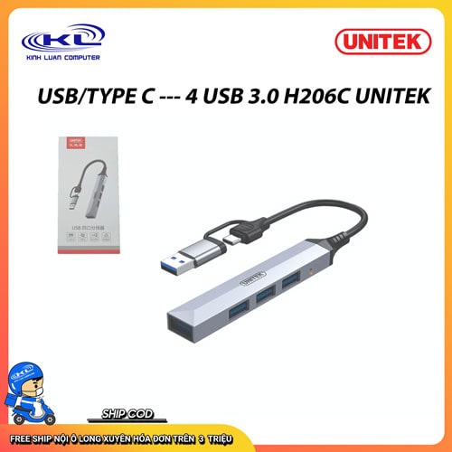 Hub USB /Type-C -> USB UNITEK H206C Hub USB /Type-C -> USB UNITEK H206C