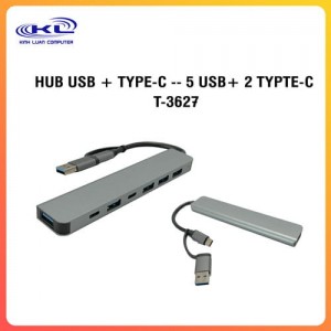 HUB USB + TYPE-C --- 5 USB+ 2 TYPTE-C T-3627